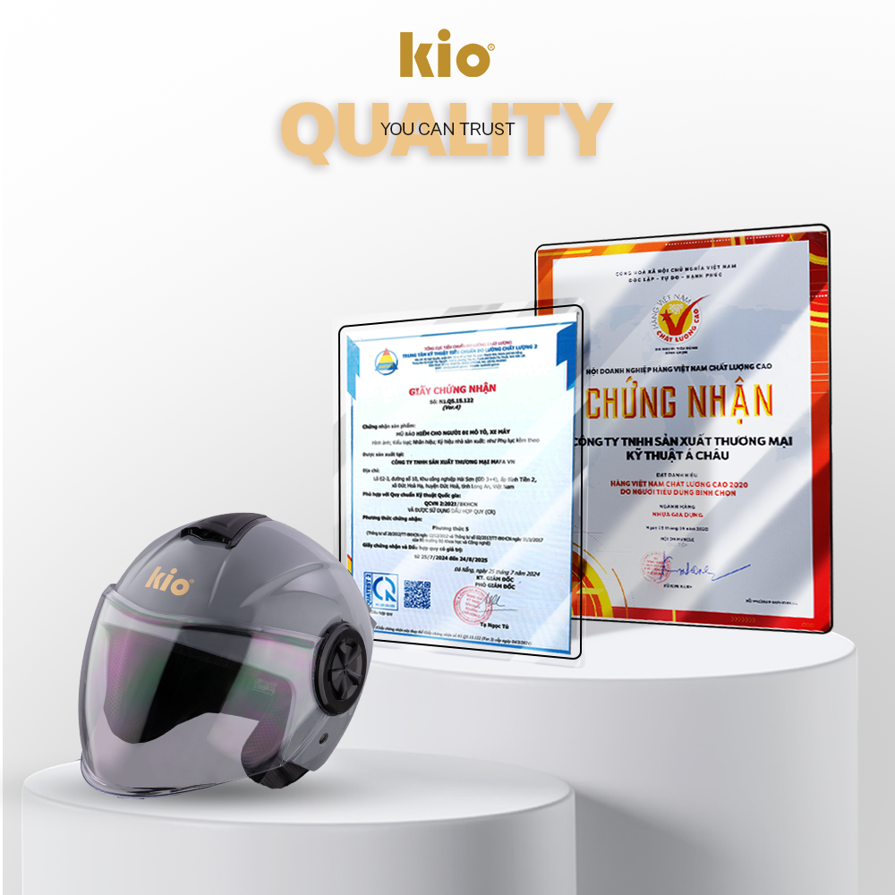 Mũ Bảo Hiểm 3/4 Kio SafeStyle Metro KN06K, Kính Dài Phủ Nano Chống Tia UV, Thông Gió Thoáng Khí - Hồng Sữa (bóng)