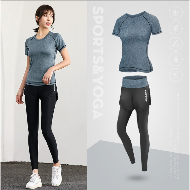 Bộ Đồ Tập Gym Nữ Trẻ Trung 2 Món - Set Quần Áo Tập GYM YOGA Nữ - Xanh đậm - XL