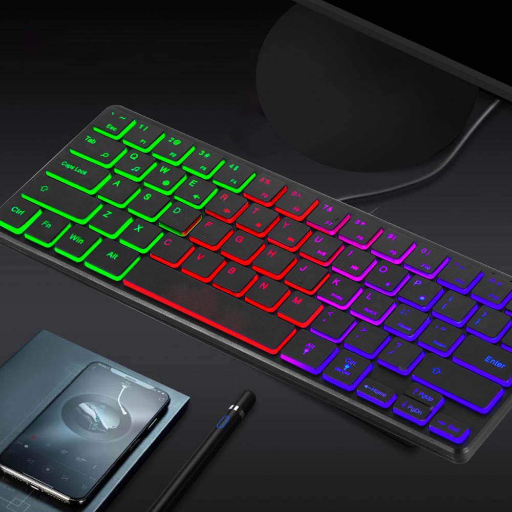 Portable Wired 64-key Keyboard Compact Film Keypad Lightweight Backlit Keyboard One Lighting Mode Plug N Play