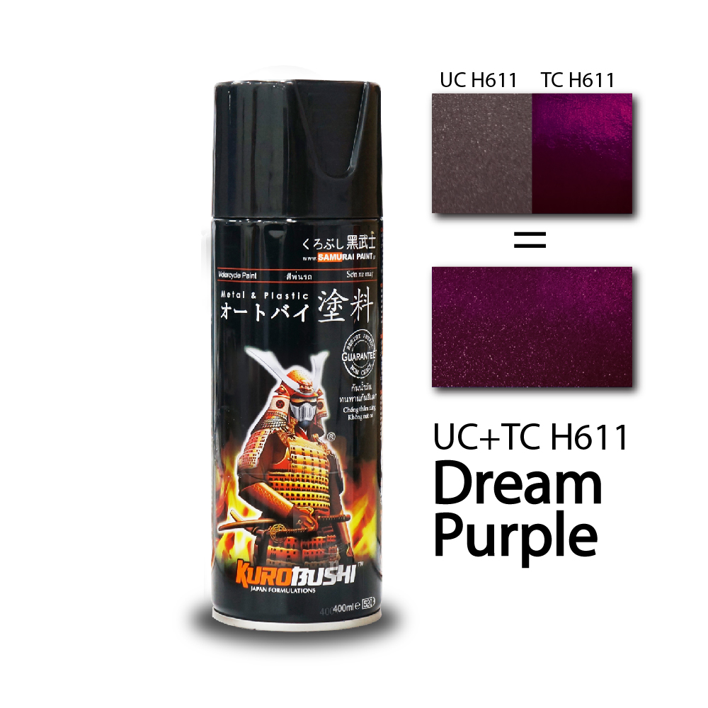 COMBO Sơn Samurai màu tím Dream UC+TCH611 gồm 4 chai (Lót – Nền UCH611 - Màu TCH611 - Bóng )