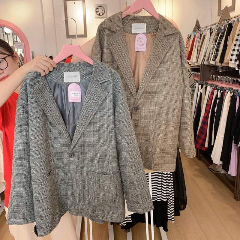 ÁO BLAZER NỮ SỌC KẺ CARO 2 LỚP