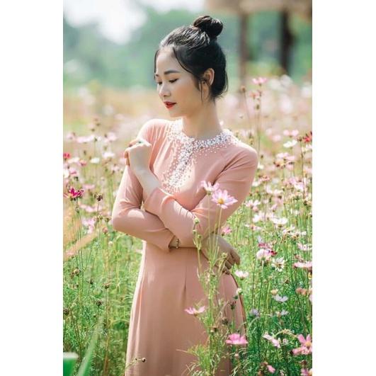 Áo dài đính hạt ngọc