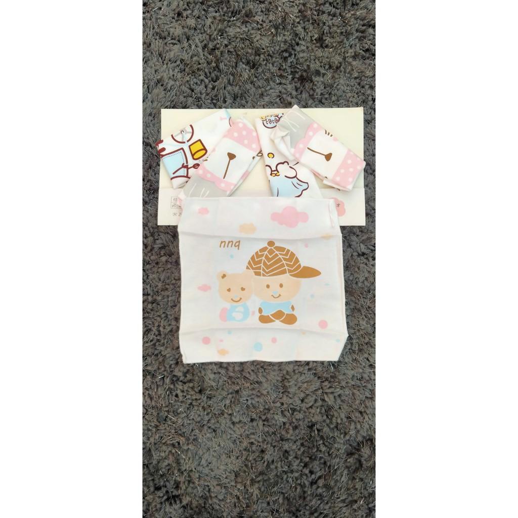 Khăn sữa em bé cotton siêu mềm hình hoạt hình (5 cái) 1134, chất liệu cotton 100% , thương hiệu Aiueo Nhật Bản