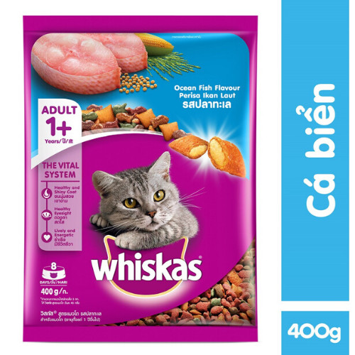 Combo 5 Gói Thức Ăn Mèo Lớn Whiskas túi 400g vị cá biển
