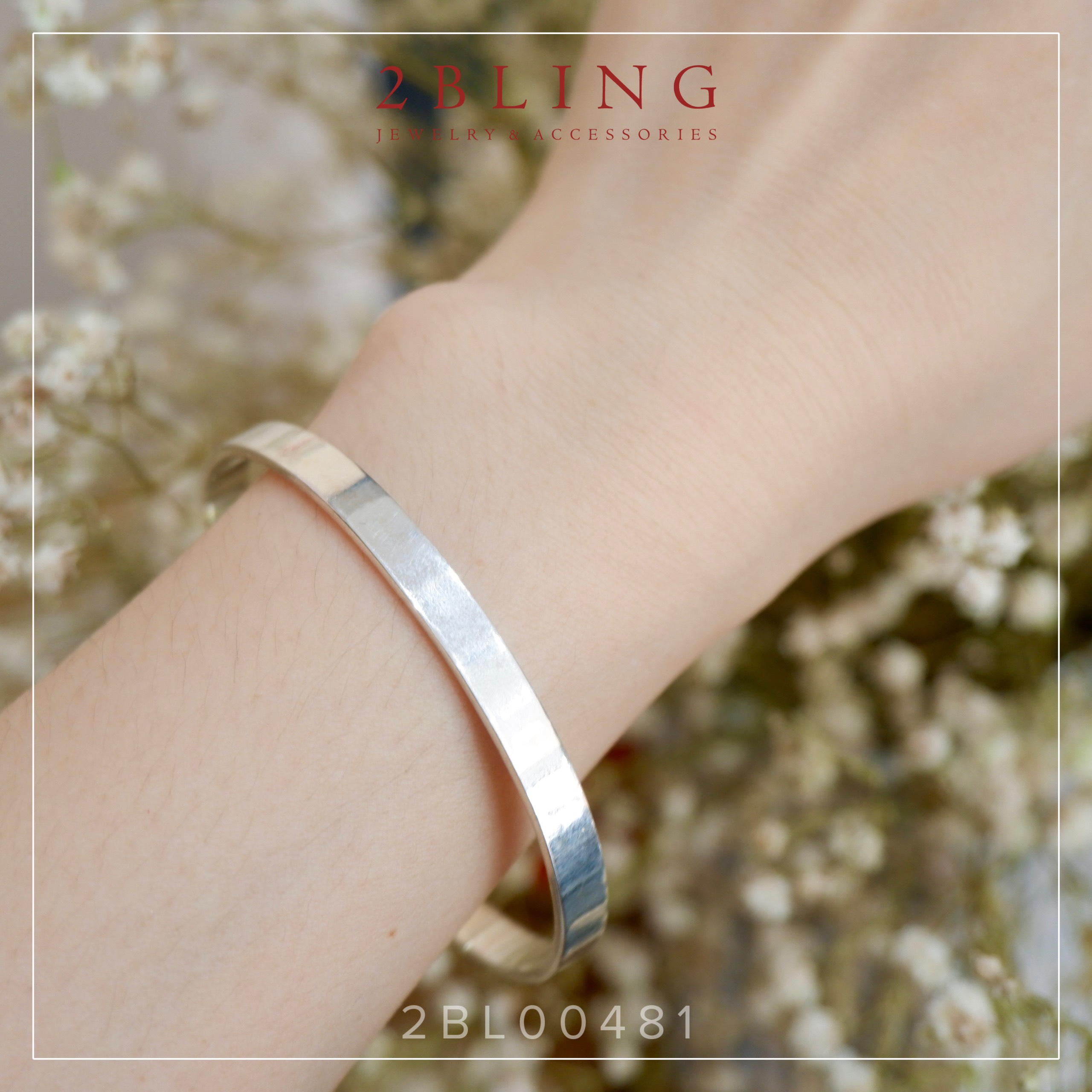 Vòng tay bạc 925 trơn 2Bling 2BL00481 phong cách thanh lịch dành cho nam và nữ