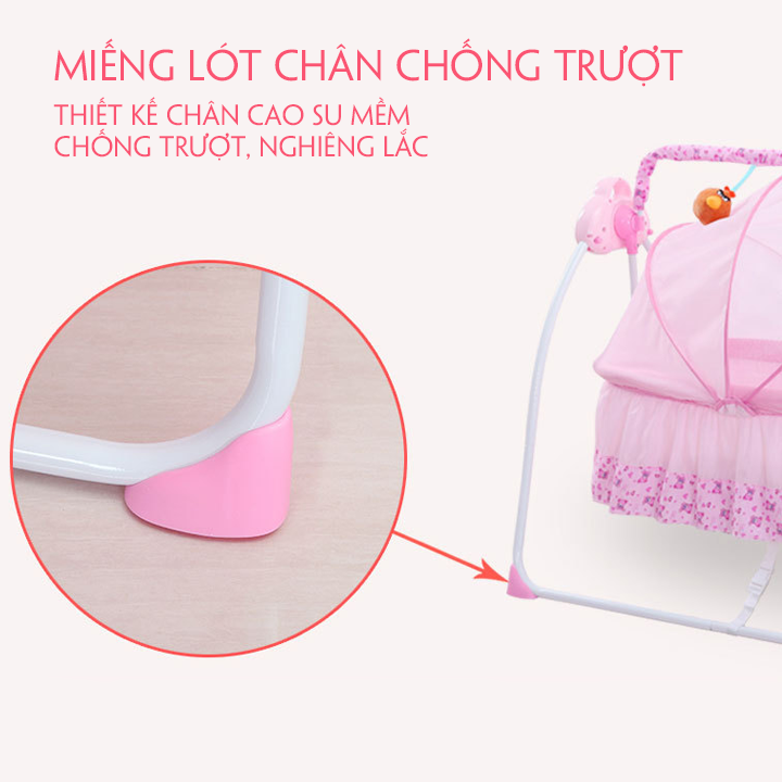 Nôi điện cho em bé, Võng điện đưa tự động Kawaii Home, Có điều khiển từ xa và kết nối Bluetooth phát nhạc