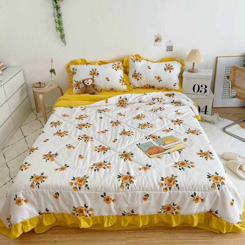 Bộ Chăn Ga Gối Cotton Đũi Bèo Chăn Chần Hè Cao Cấp Mẫu Mới 2021