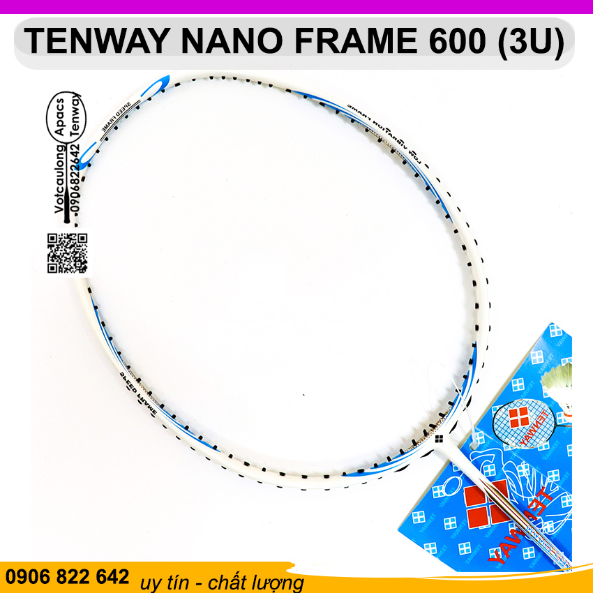 Vợt cầu lông Tenway Nano Frame 600 (3U) | Đập cầu xé gió, kiểm soát cầu tốt, sắc trắng thanh thoát