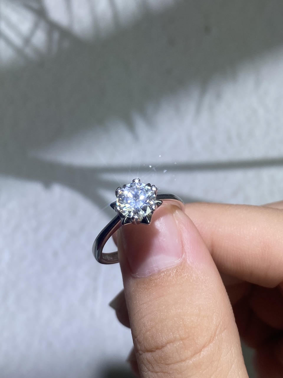 Phụ kiện đeo ngón tay Bạc 925 Kim cương nhân tao Moissanite 2.0carat 8.0mm