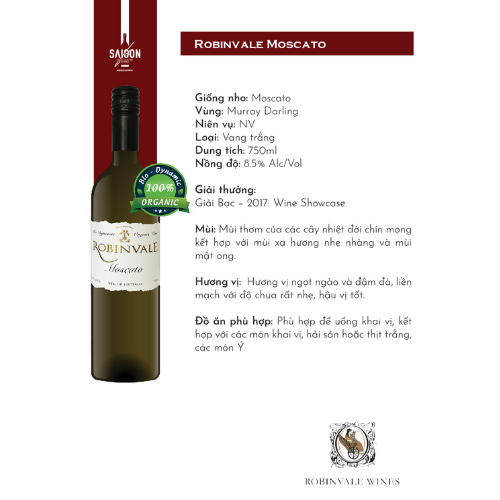 Rượu vang trắng Robinvale - Moscato 750ml 8.5% Alc