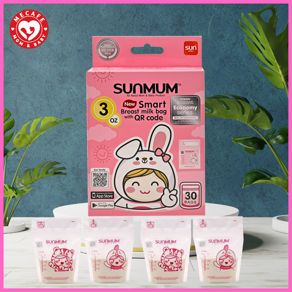 Hộp 30 túi trữ sữa sunmum mini 100ml Thái Lan (có tem niêm phong) tặng 2 zipper 15x20cm