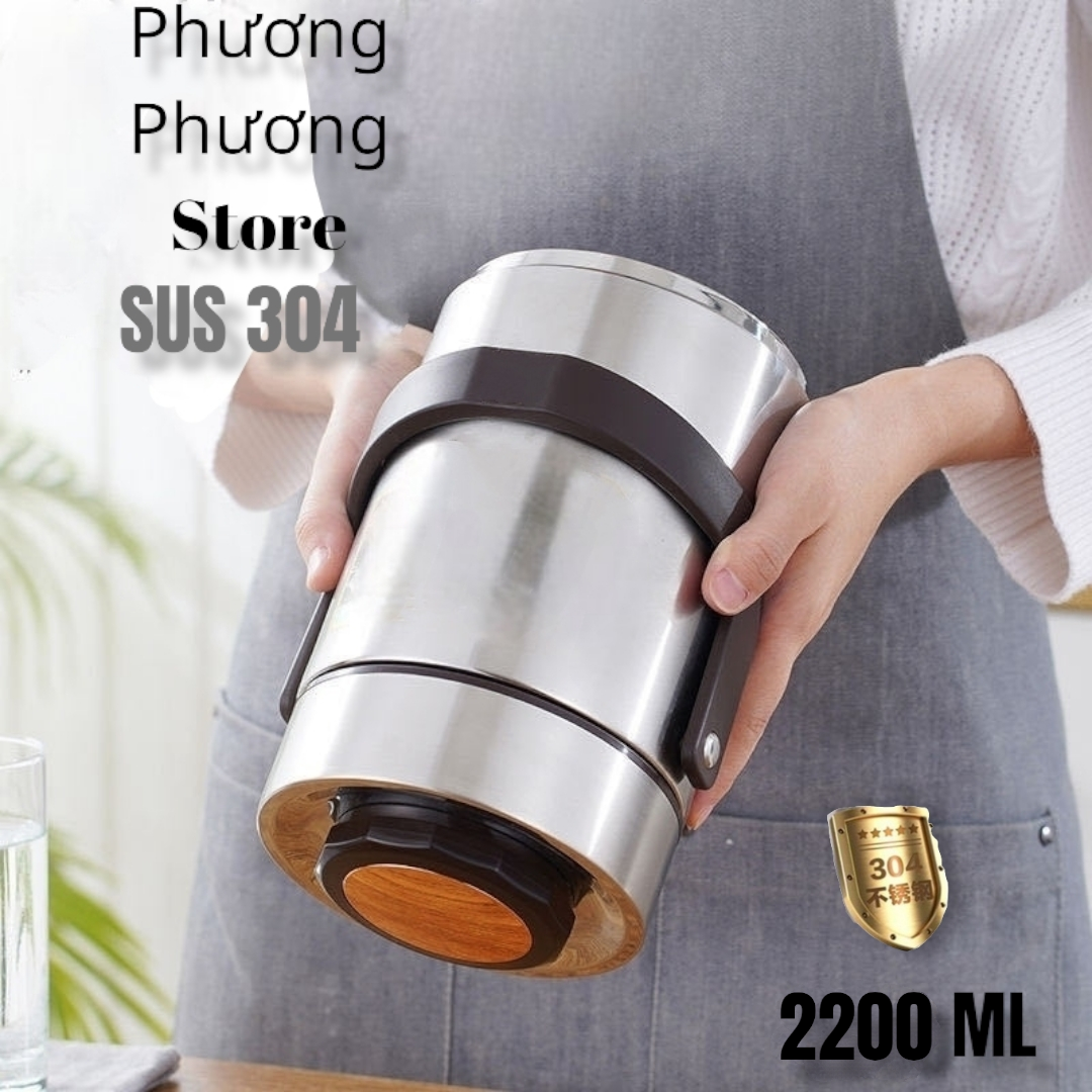 CẶP LỒNG, CAMEN GIỮ NHIỆT CAO CẤP INOX 304 DUNG TÍCH 2,2L HÀNG SIÊU ĐẸP CÓ NẮP CHỐNG TRÀN