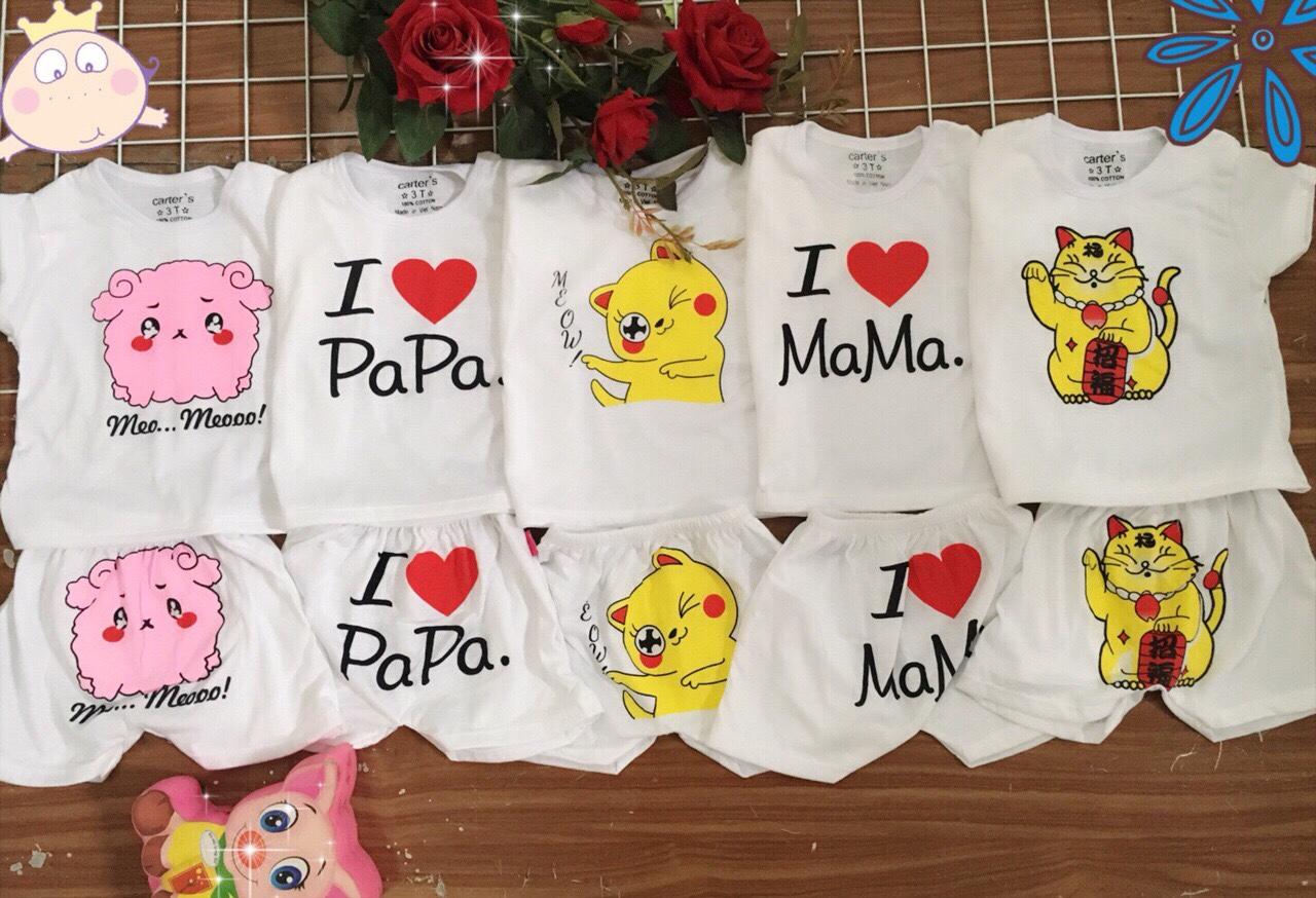 Set 5 bộ quần áo cộc tay carter cotton nhiều mẫu mặc cực mát, hình cực yêu cho bé