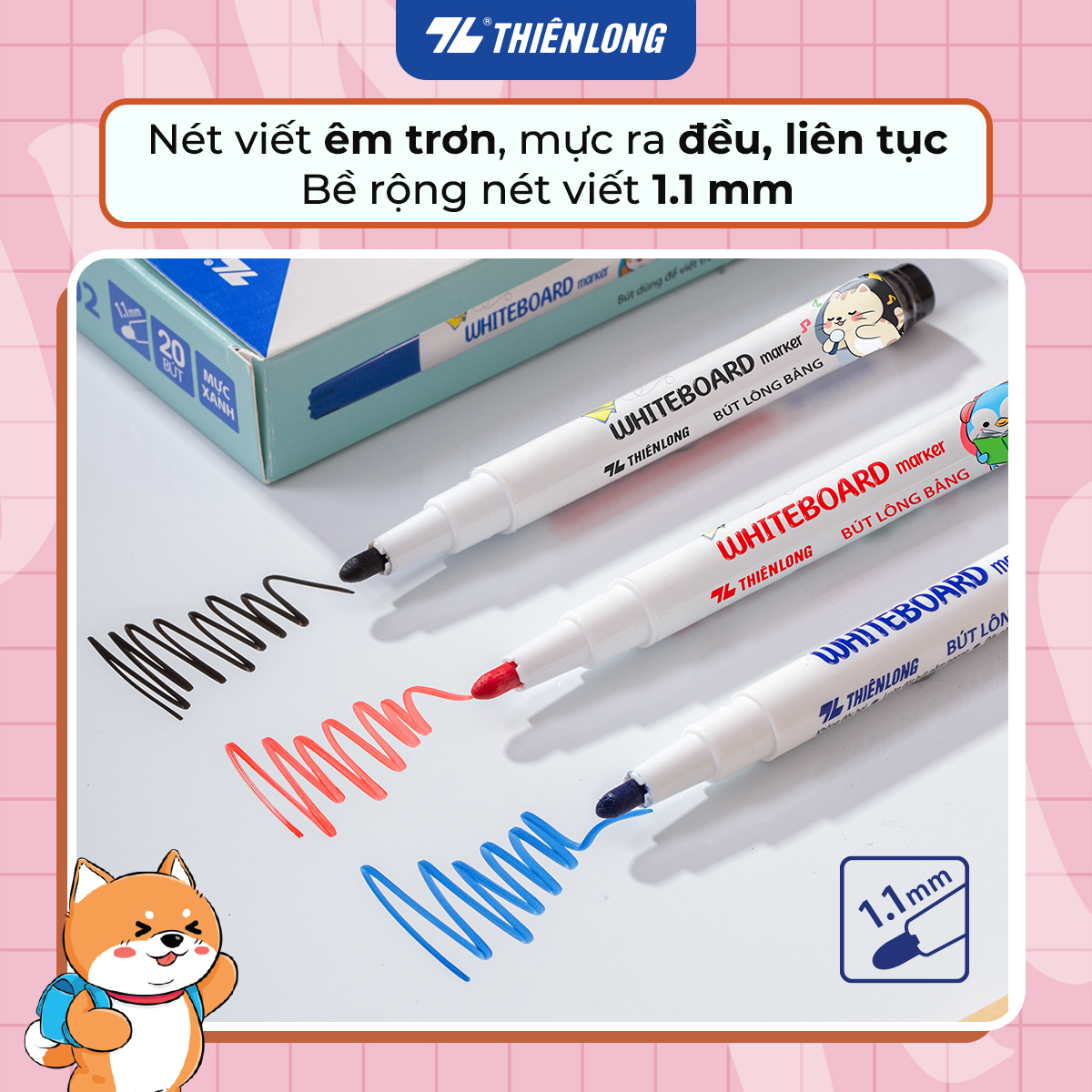 Bộ 10 Bút lông bảng Thiên Long WB-02