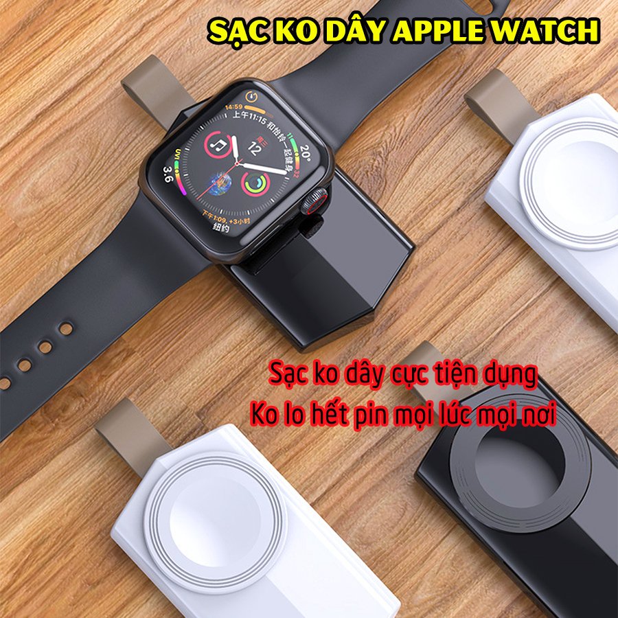 Đế Sạc Không Dây dành cho đồng hồ thông minh Apple Watch 38/40/42/44mm Series 1/2/3/4/5/6/Se cổng cắm USB cao cấp loại bỏ túi (Mã 886) - Trắng, Đen.