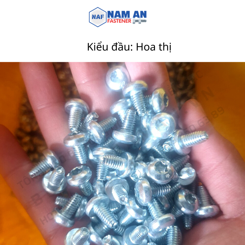 200 con Vít tự tạo ren M4, M5, M6 bake đầu cầu mạ kẽm trắng xanh và Vít tự ren đầu hoa thị M6x10, M6x16