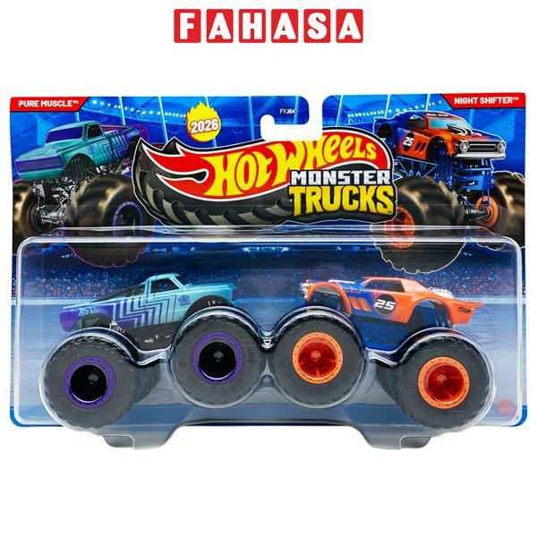 Đồ Chơi Bộ 2 Siêu Xe Monster Trucks - Hot Wheels FYJ64M - Pure Muscle + Night Shifter