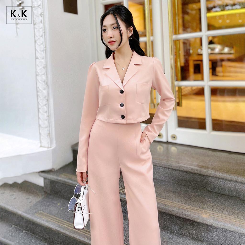 Áo sơ mi nữ dáng ngắn tay dài K&amp;K Fashion ASM14-01 Chất Liệu Kalan Đanh