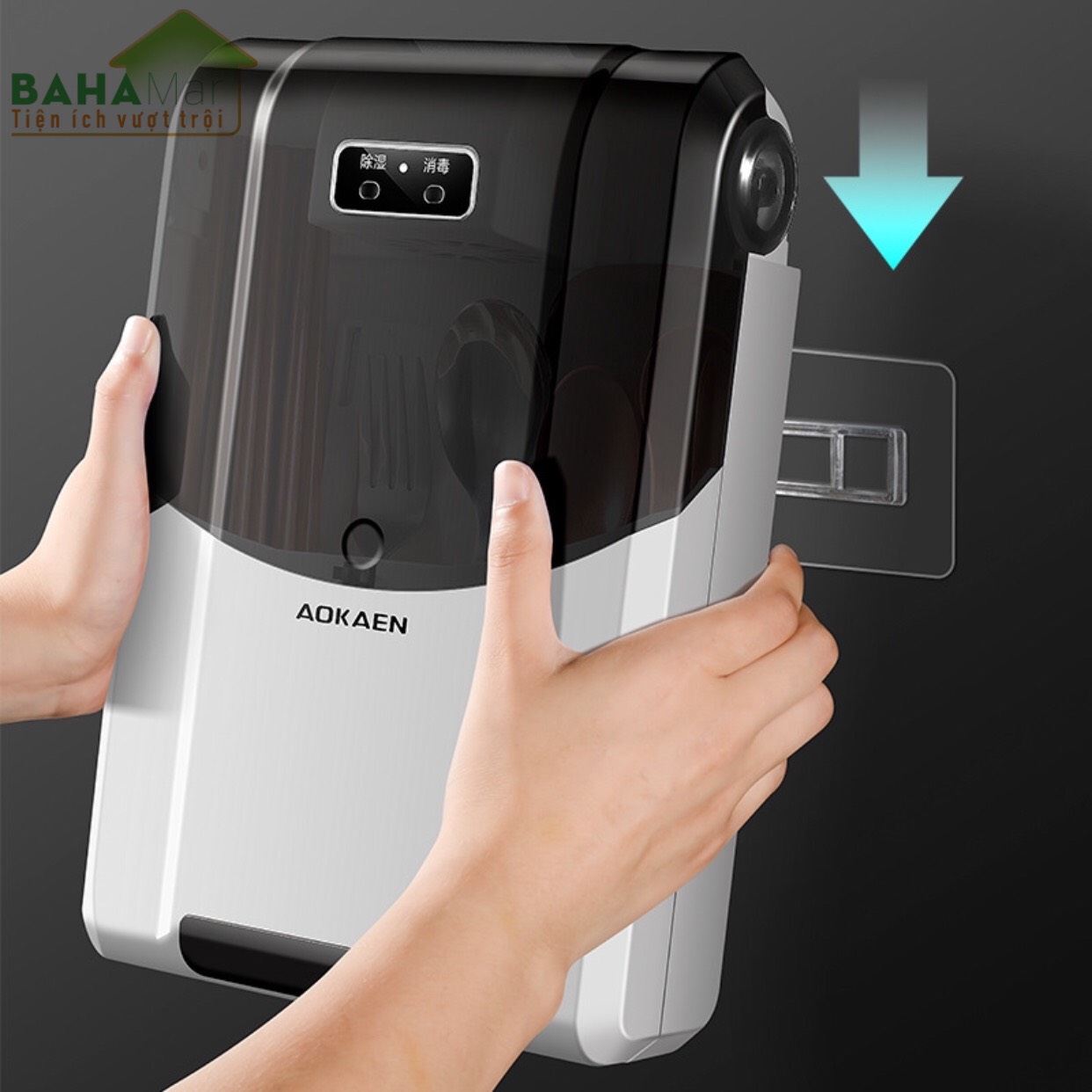 HỘP ĐŨA-THÌA THÔNG MINH KHỬ TRÙNG BẰNG TIA UV TREO CÓ NẮP ĐẬY diet 99, 99 vi khuẩn bằng tia cực tím đảm bảo vệ sinh ăn uống hàn
