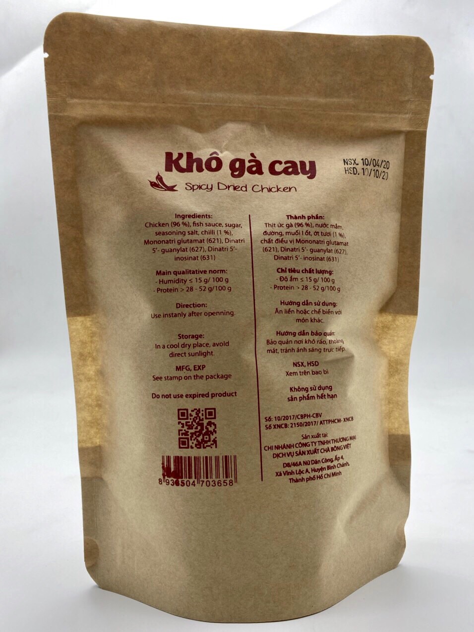 Khô gà cay - Chà Bông Việt (Túi giấy) 200g