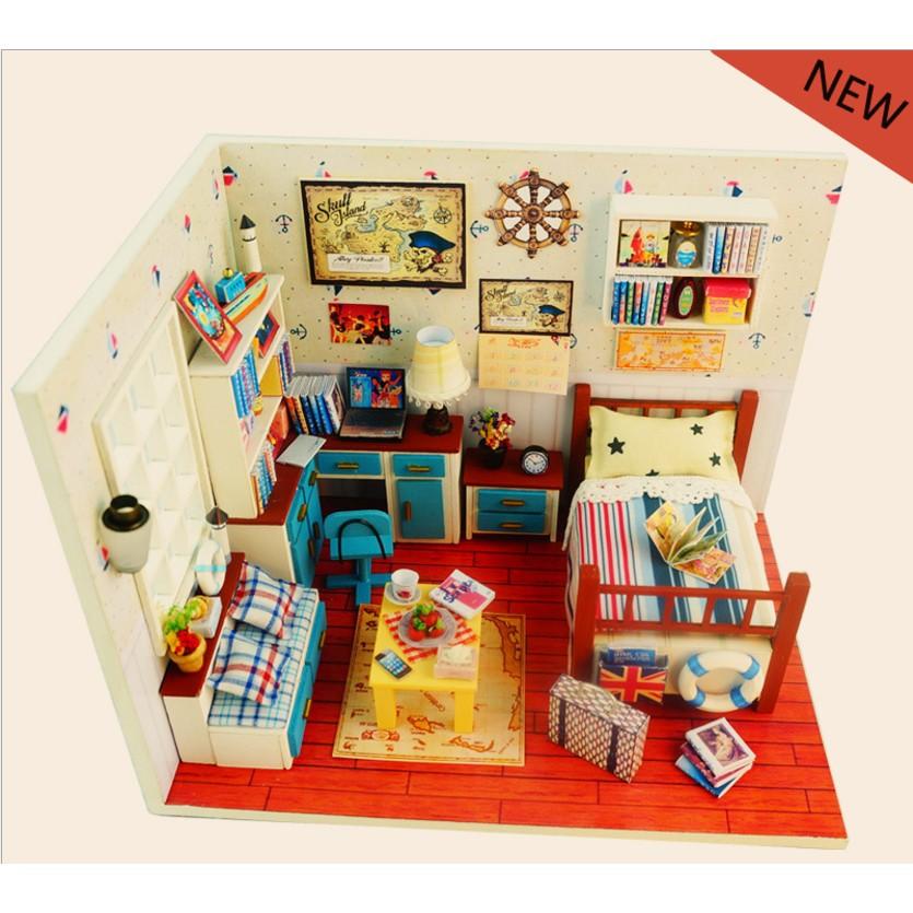 Mô hình phòng ngủ nhà búp bê I-DIY HAPPY TIME với tông màu rực rỡ bắt mắt