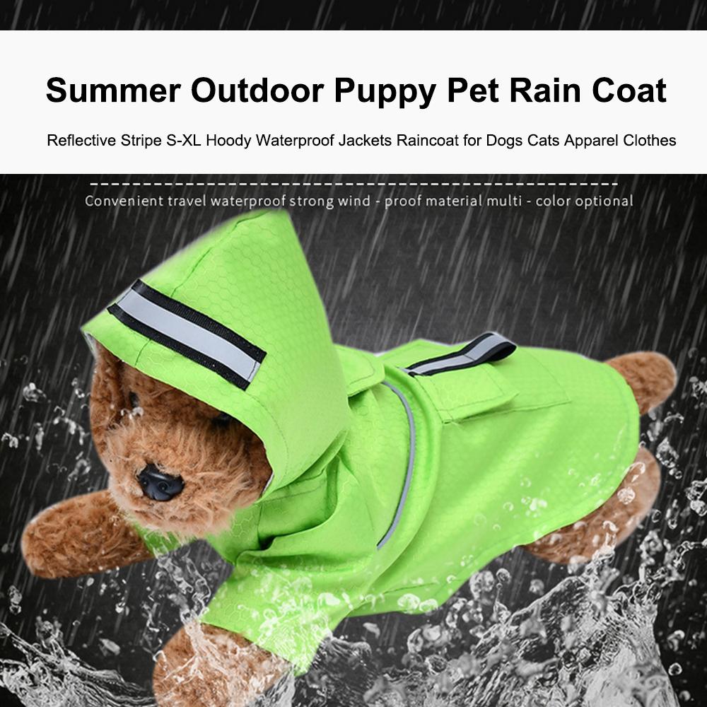 Summer Outdoor Puppy Pet Rain Coat with Reflective Stripe Waterproof Jackets Raincoat for Dogs Cats Apparel Clothes