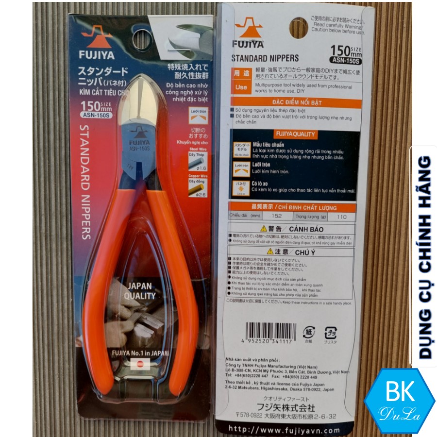 Kìm cắt tiêu chuẩn 150mm Fujiya ASN-150S - Công nghệ Nhật Bản