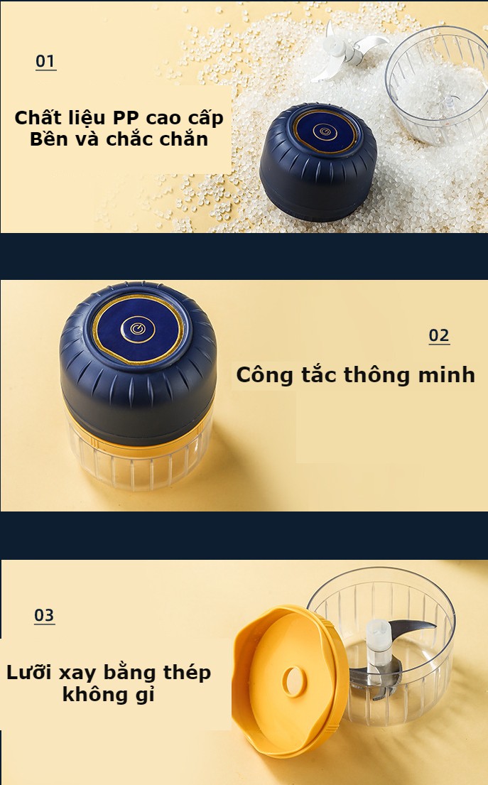 Máy xay tỏi ớt đa năng Wineless - Máy xay gia vị mini cầm tay dung tích 100 -250ml, lưỡi xay bằng thép không gỉ, máy xay tỏi ớt cao cấp xay gia vị, hoa quả, thịt, đồ ăn dặm cho bé cực tiện lợi