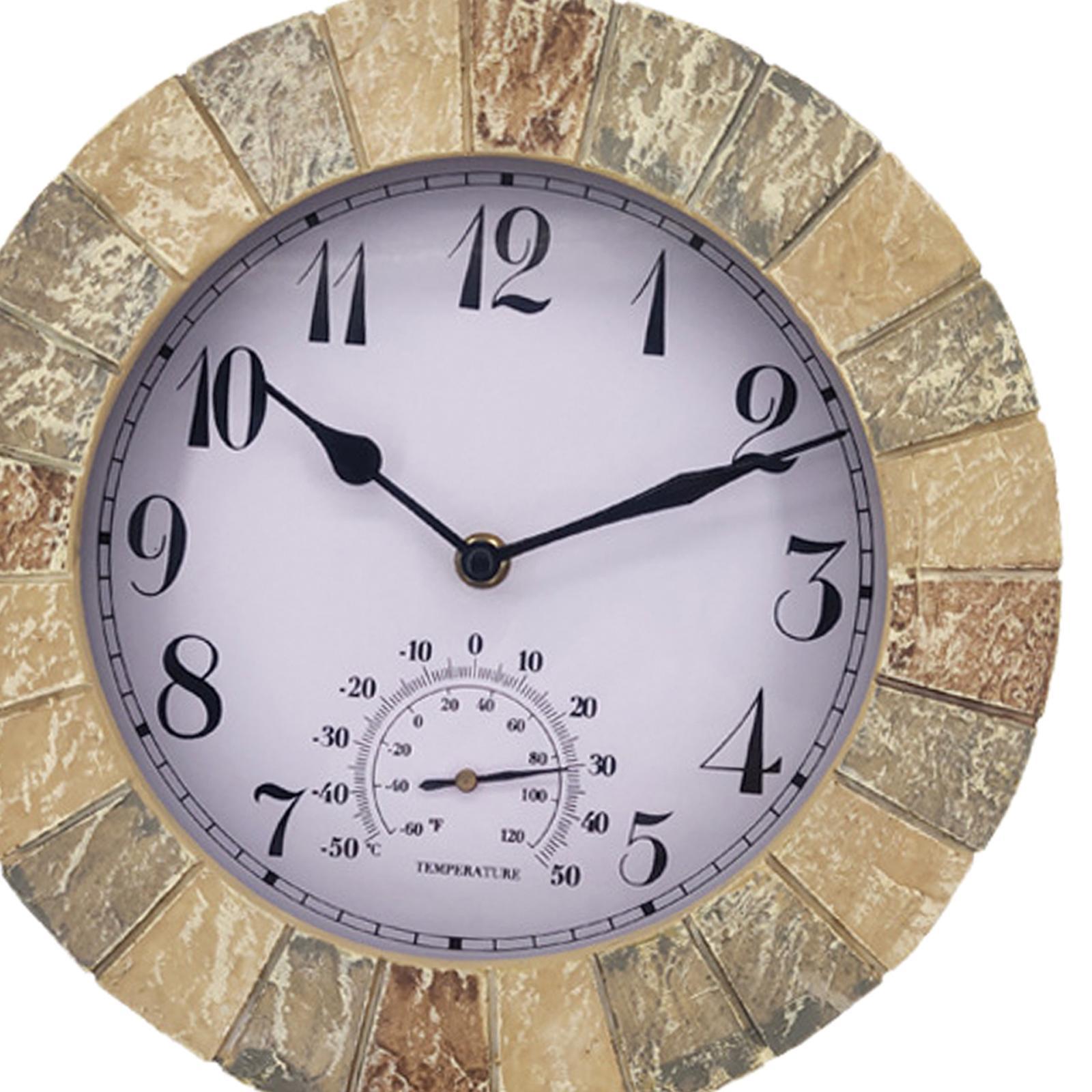Outdoor Hanging Clock Waterproof Temperature Display for Living Room