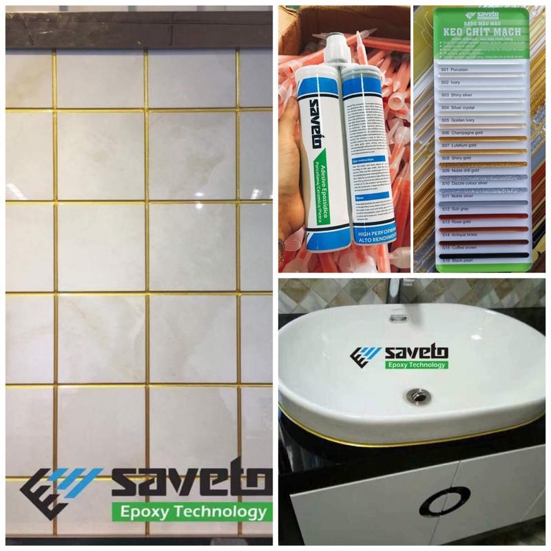 Combo Súng Bắn Keo Chà Mạch Saveto Và Keo Chít Mạch Saveto Cao Cấp, Thi Công Nhanh Và Thẩm Mỹ Cao.