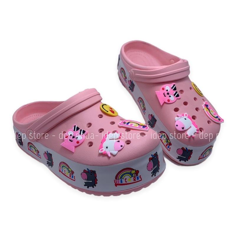 Dép sục cross nữ đế độn 5cm viền hoạt hình chất EVA siêu nhẹ đi mưa iDÉP SL018