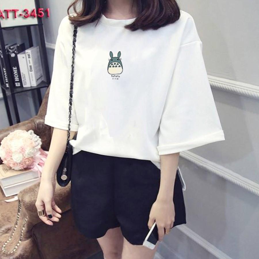 Áo thun nữ tay lỡ Hàn Quốc form rộng in hình chuột ngộ nghĩnh vài dày mịn TEEWOTL12
