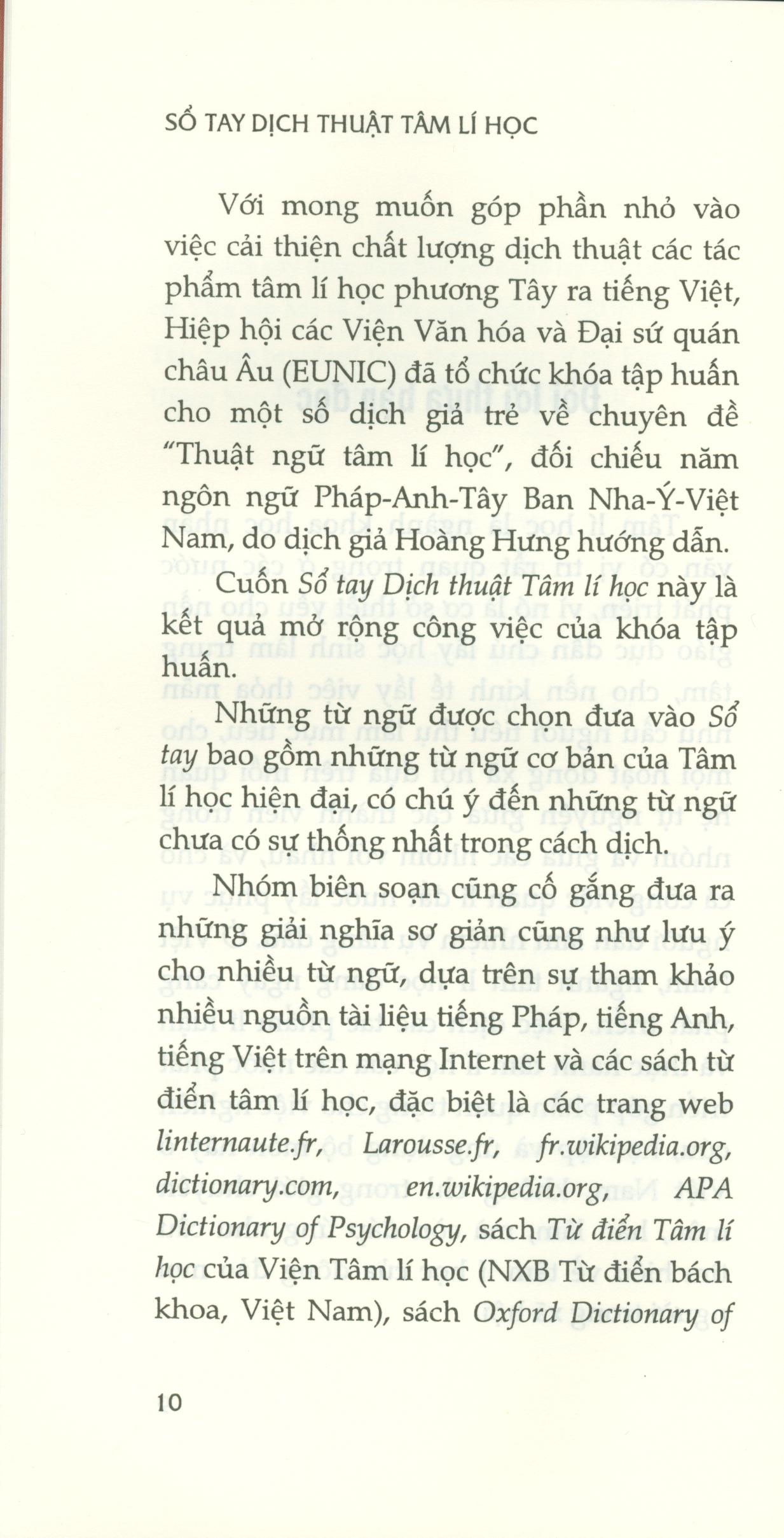 Sổ Tay Dịch Thuật Tâm Lí Học