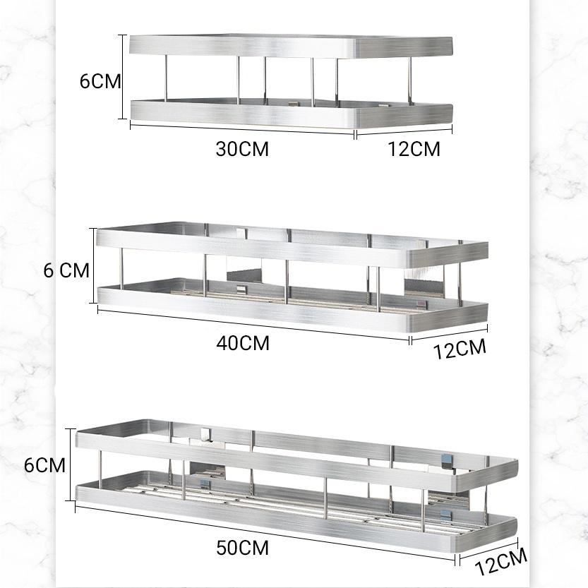 Kệ gia vị Inox 304 dán tường gạch men Kệ để đồ nhà tắm, nhà bếp kèm keo dán và đinh ốc