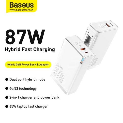 Củ Sạc Nhanh Kiêm Pin Dự Phòng Baseus Power Station 4 Hybrid GaN Power Bank Adaptor 10000mAh 87W ( Hàng Chính Hãng)