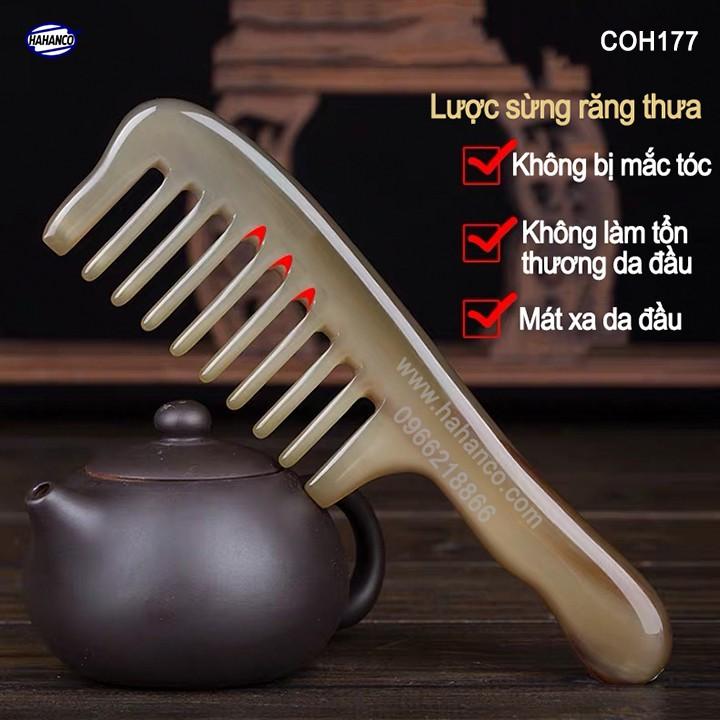 Lược sừng răng thưa xuất Nhật hàng VIP (Size: XL - 19cm) COH177 - Cho tất cả các loại tóc /xoăn /xù /rối - Chăm sóc tóc