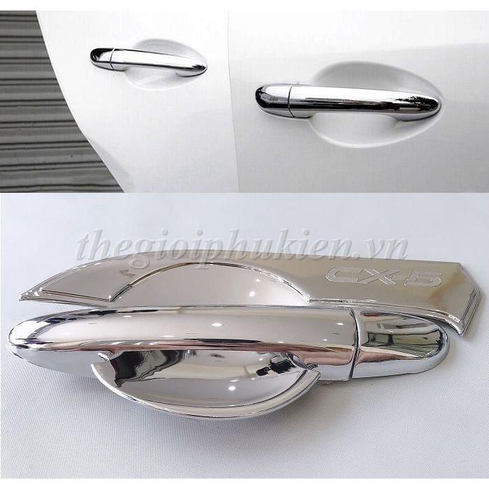 Bộ ốp tay nắm, hõm cửa xe Mazda CX-5, CX5 2016-2017 mạ Crom