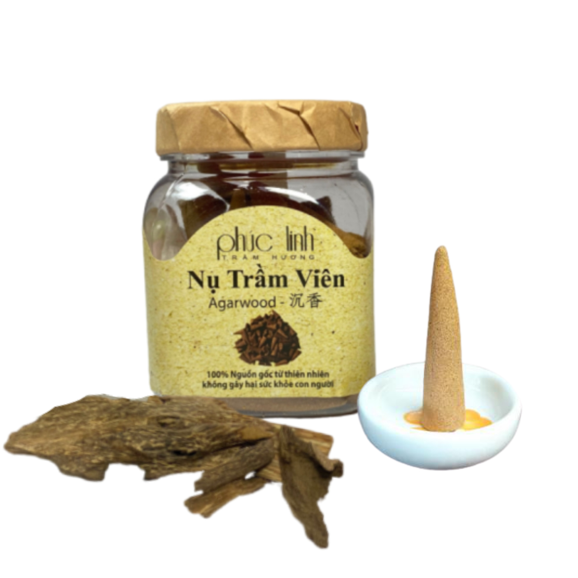 Nụ Trầm Hương PHÚC LINH| Nhiều Loại_TẶNG Dĩa Đốt Trầm_Tháp Trầm Hương Nguyên Chất, Cam Kết Không Hương Liệu và Hóa Chất