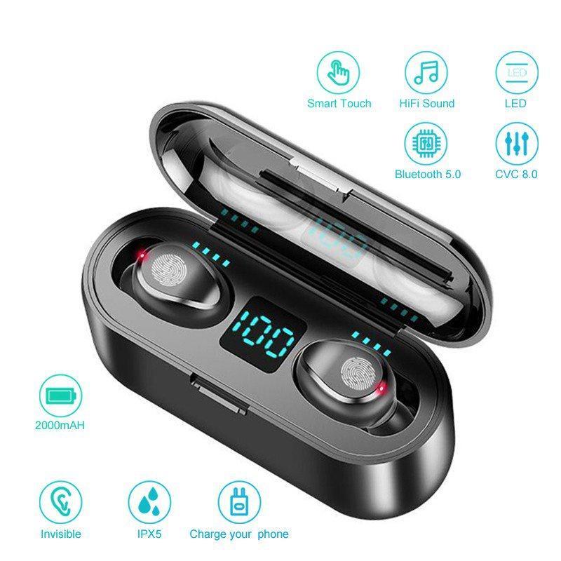 Tai nghe không dây F9 TWS Có Màn Hình LED Hiển Thị LED