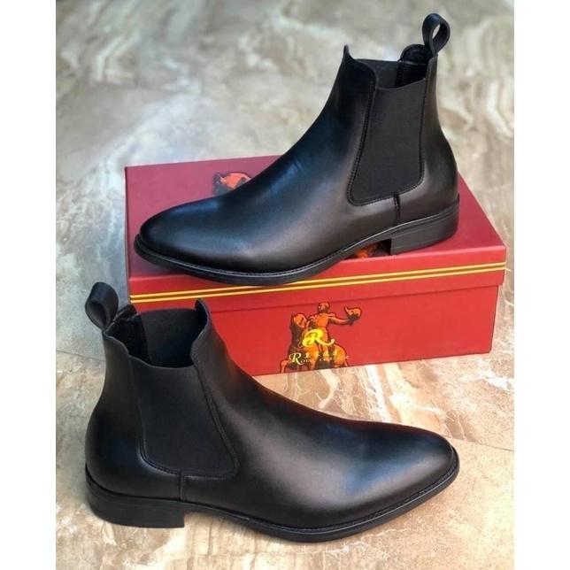 Giày boots cao cổ da bò thật Tomshoes, cam kết da thật 100