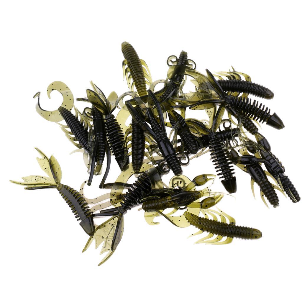20pcs Soft Shrimp Sea Fishing Lures Tackle Crankbaits Bait Minnow Bait Green