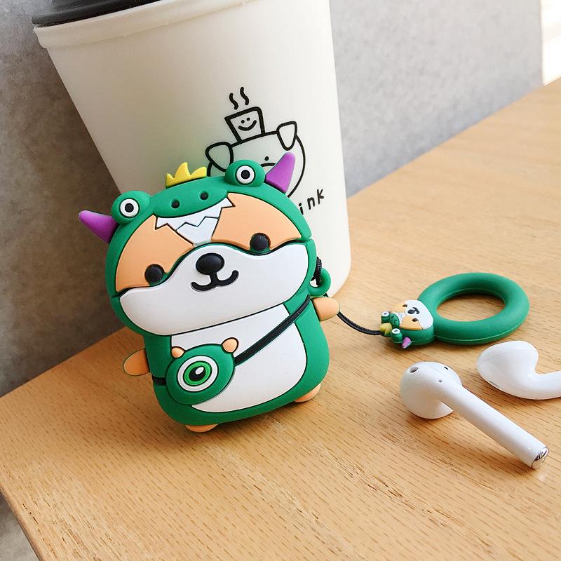 Airpods case, Ốp bảo vệ dành cho Airpods- Hình Chó Cori_ Tặng kèm 1 móc khóa mèo con