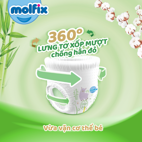 Miếng lót sơ sinh Molfix Thiên nhiên Super Jumbo Newborn 1 (dưới 1 tháng tuổi) - Gói 90+10 miếng 