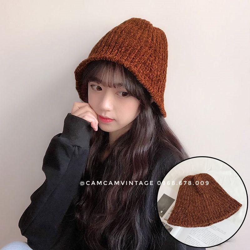 MŨ BUCKET NÓN BUCKET ULZZANG LEN DỆT KIM SIÊU MỀM MỊN