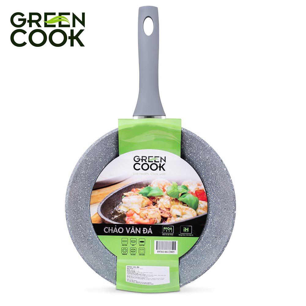 Chảo đá từ Green Cook chống dính đa năng 2 trong 1 size 26cm , đá sâu lòng