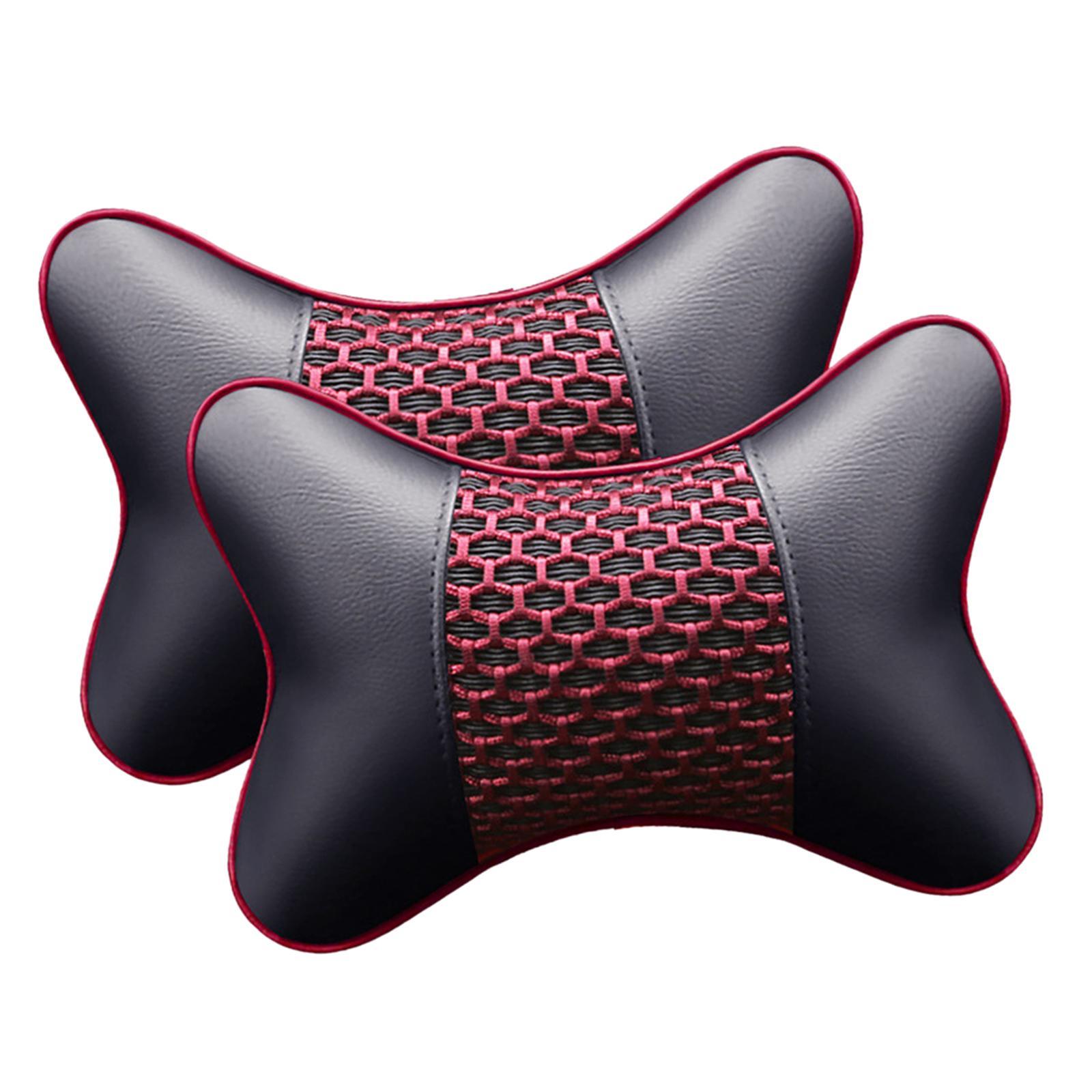 2 Headrest Artificial Leather Comfortable Car Pillow for Living Room