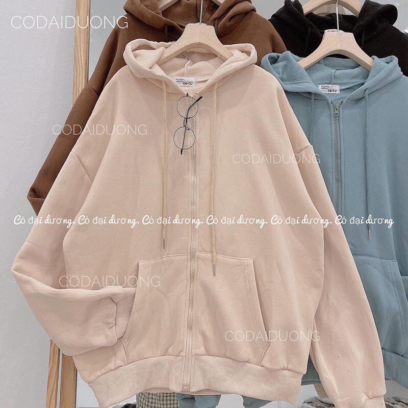 Áo khoác nỉ trơn mũ 1 lớp