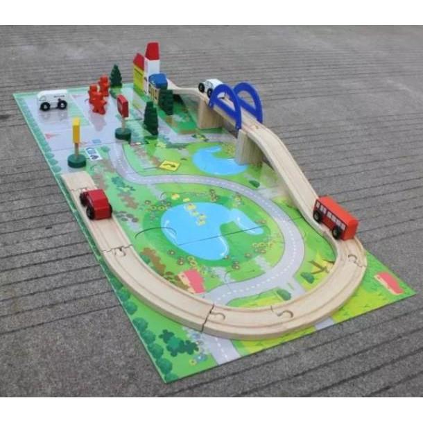 Bộ mô hình công trình giao thông thành phố bằng gỗ