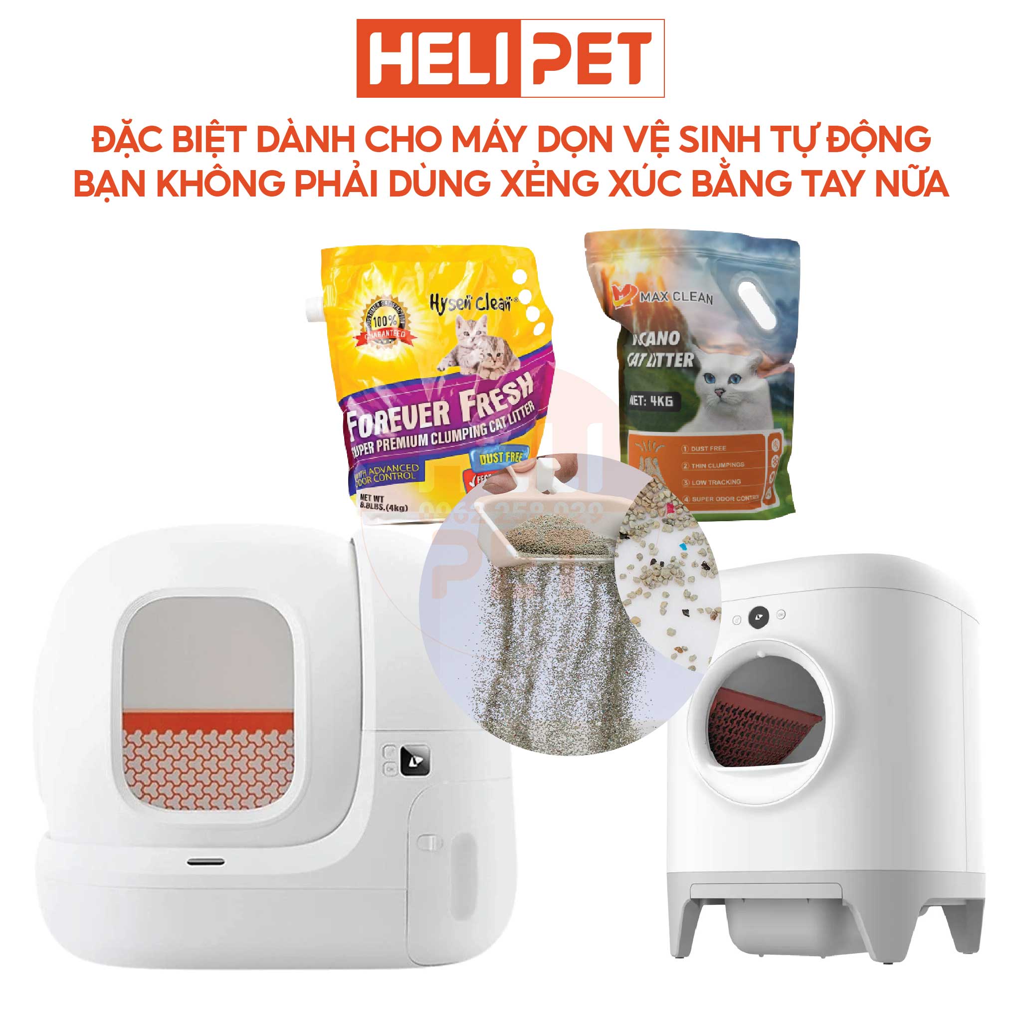 Cát Vệ Sinh Cao Cấp Cát Khoáng Dùng Cho Khay Vệ Sinh, Máy Vệ Sinh Cho Mèo 4Kg Siêu Vón Siêu Ít Bụi- HeLiPet