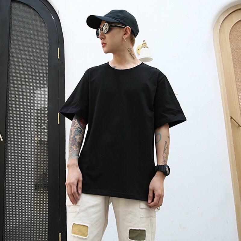 Áo thun nam nữ unisex tay lỡ trơn chất thun co giãn 4 chiều